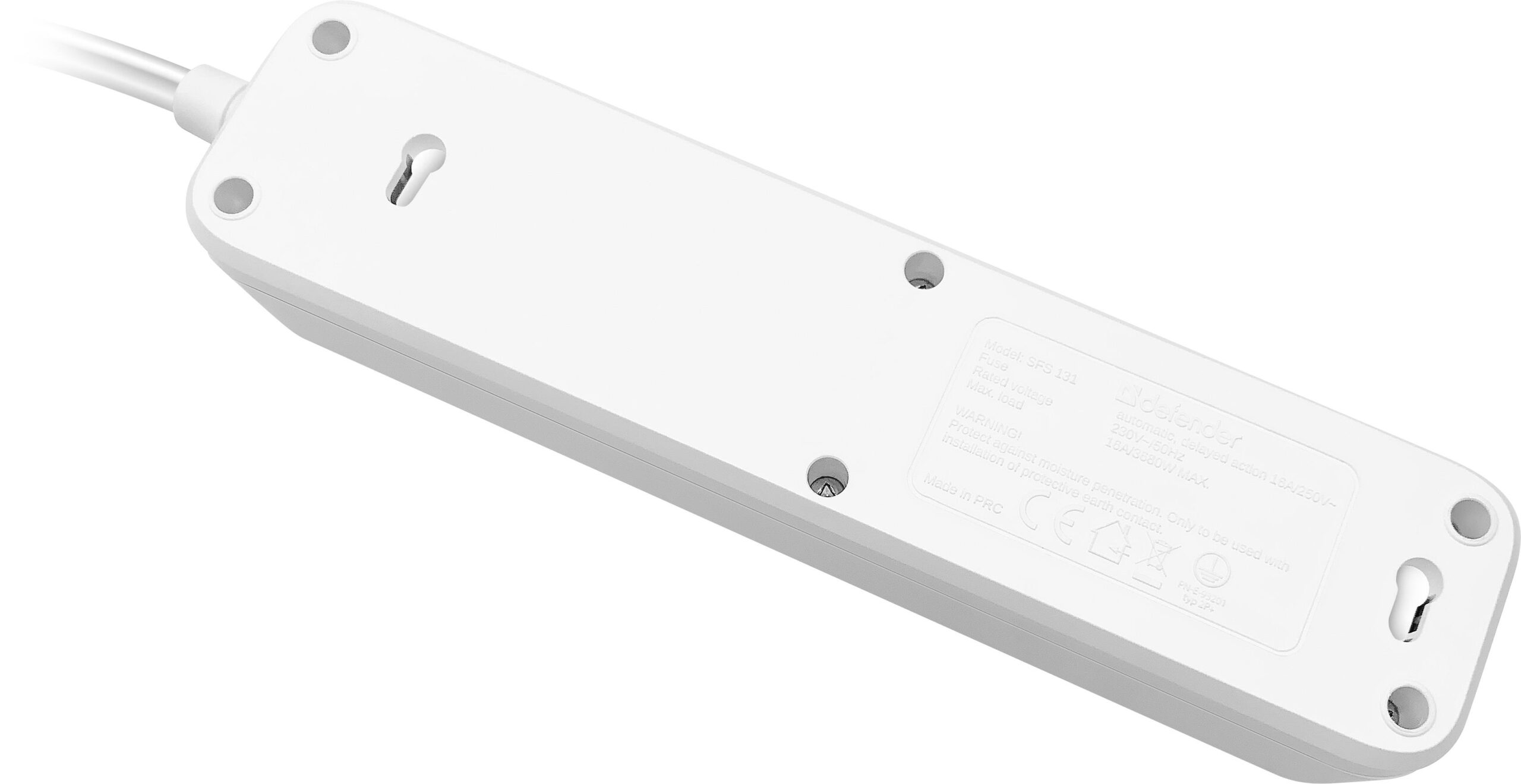 Listwa zasilająca Defender SFS 131 1,5 m, 3 gniazda, biała - obrazek 2