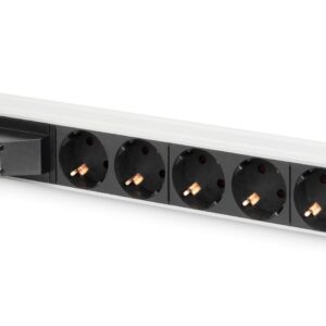 Listwa zasilająca DIGITUS PDU 19" RACK 6xSchuko kabel 2m 1xSchuko 16A wł./wył. nadmiarowo-prądowy alu.
