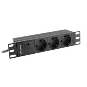 Listwa zasilająca Lanberg do szaf 10" 1U 10A PDU 3x Schuko 2m czarna