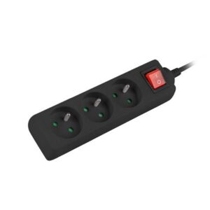 Listwa przedłużacz Lanberg 3m czarna 3x 230V PL, z wyłącznikiem, kabel wykonany z pełnej miedzi
