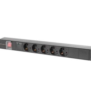 Listwa zasilająca Lanberg Rack PDU 19" 1U 16A 5x 230V Schuko 2M Czarna