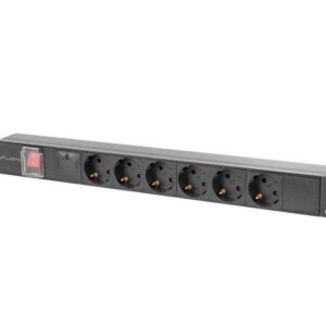 Listwa zasilająca Lanberg Rack PDU 19"1U 16A 6x 230V Schuko 2m Czarna