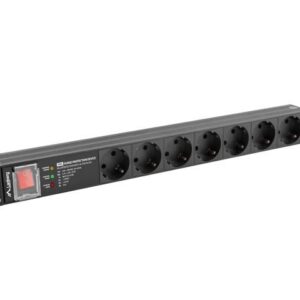 Listwa zasilająca Lanberg do RACK 19" 1U 16A PDU PRO 7x Schuko SPD-3MP 2m czarna