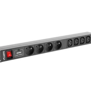 Listwa zasilająca Lanberg do RACK 1U 16A PDU 4x PL + 4x IEC C13 2m czarna