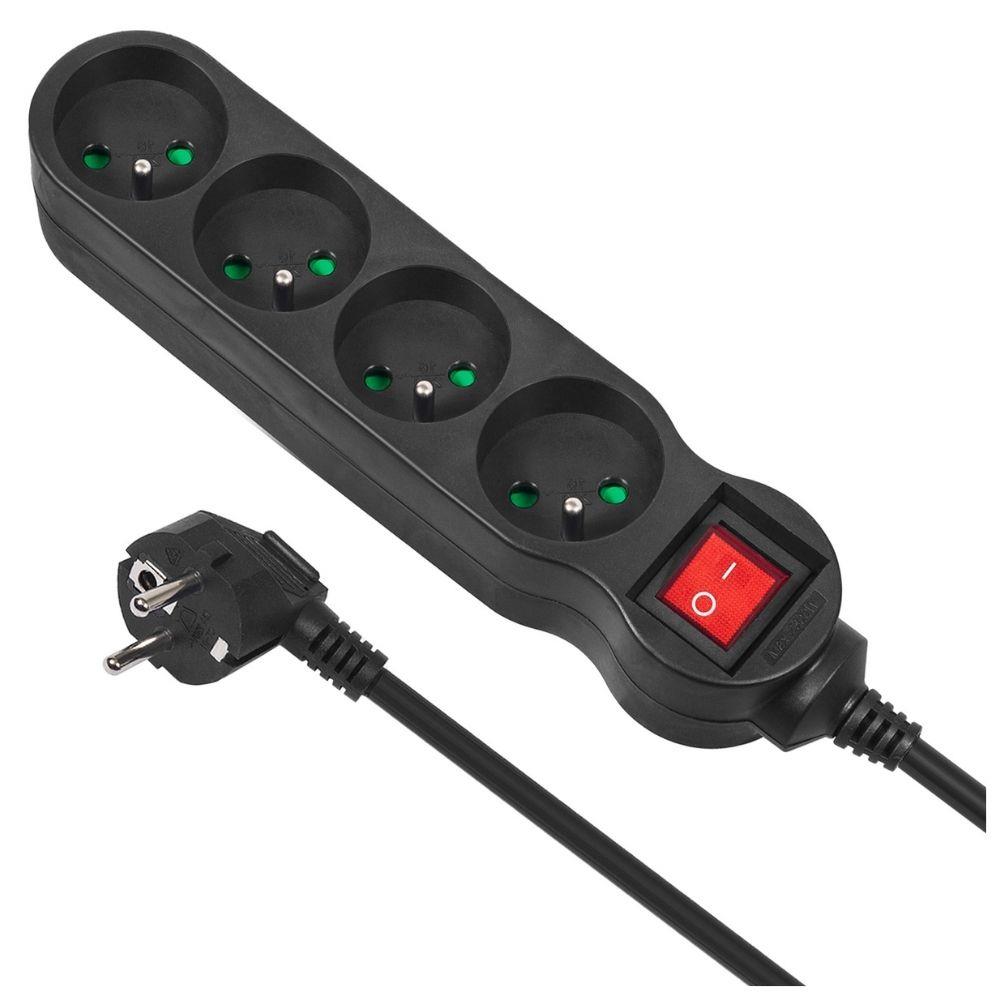 Listwa zasilająca przedłużacz Maclean MCE180 4 gniazda z wyłącznikiem czarna 1,4m 2300W