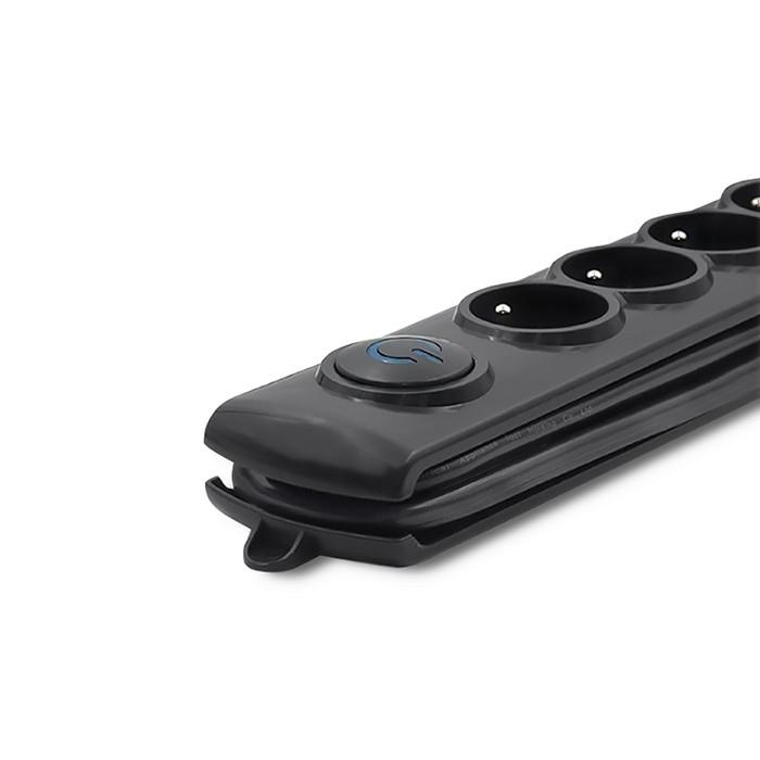 Listwa zasilająca antyprzepięciowa Qoltec | 6 gniazd | 5m | Czarna - obrazek 4