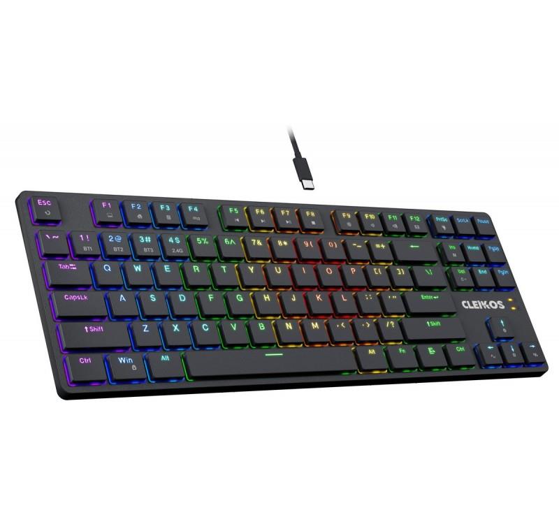 Klawiatura bezprzewodowa Defender CLEIKOS GK-135 mechaniczna bluetooth + 2.4 GHz + kabel Gaming RGB outemu - obrazek 2