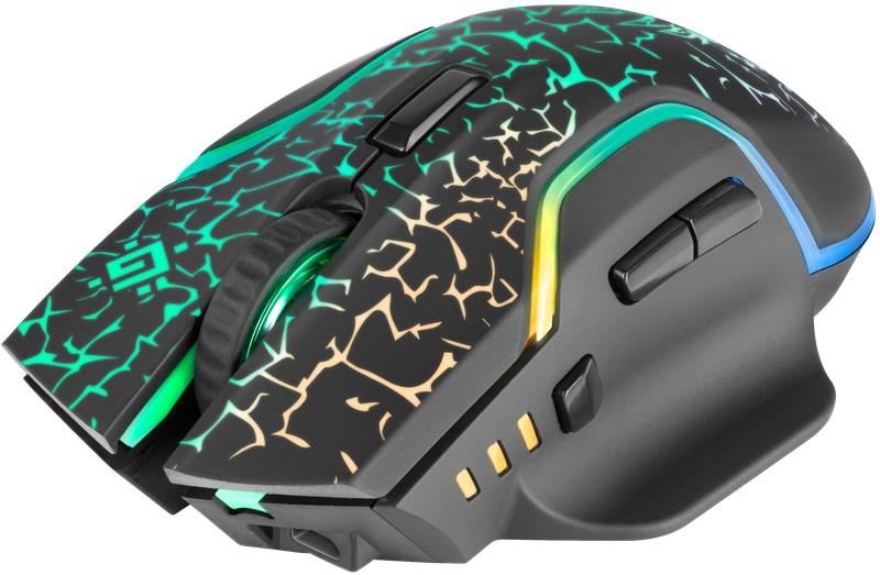 Mysz bezprzewodowa Defender ONESHOT GM-067 optyczna 3200dpi czarna RGB AKUMULATOR 7 przycisków Gaming - obrazek 2