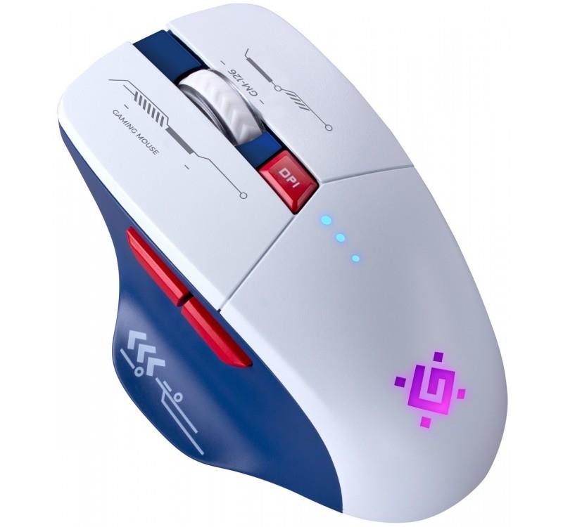 Mysz bezprzewodowa Defender TISA GM-126 optyczna 1600dpi 2.4 GHz + Bluetooth biało-niebieska RGB AKUMULATOR 6 przycisków Gaming - obrazek 4