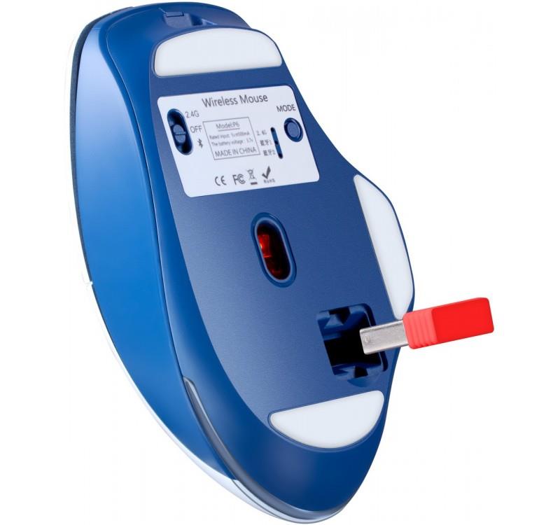 Mysz bezprzewodowa Defender TISA GM-126 optyczna 1600dpi 2.4 GHz + Bluetooth biało-niebieska RGB AKUMULATOR 6 przycisków Gaming - obrazek 5