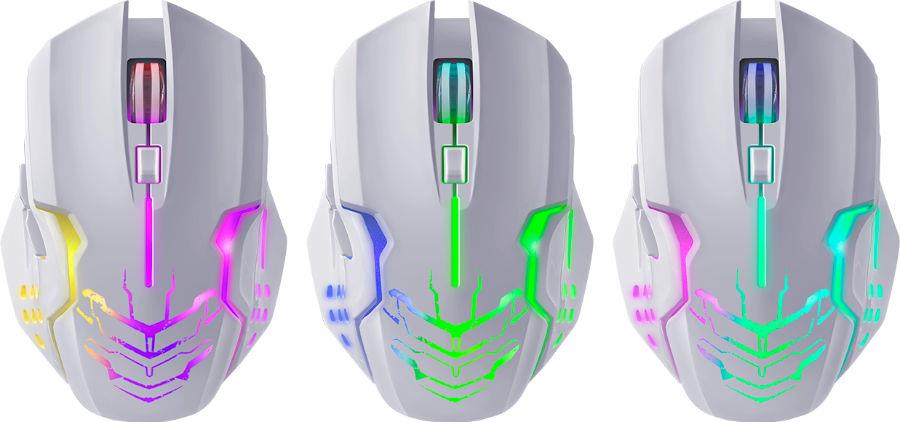 Mysz bezprzewodowa Defender KATANA GM-511 optyczna 3200dpi biała RGB AKUMULATOR 7 przycisków Gaming bezklikowa silent - obrazek 2