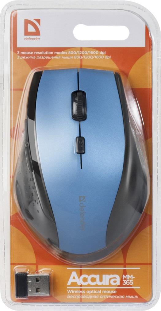 Mysz bezprzewodowa Defender ACCURA MM-365 optyczna 1600dpi 6P niebieska - obrazek 5