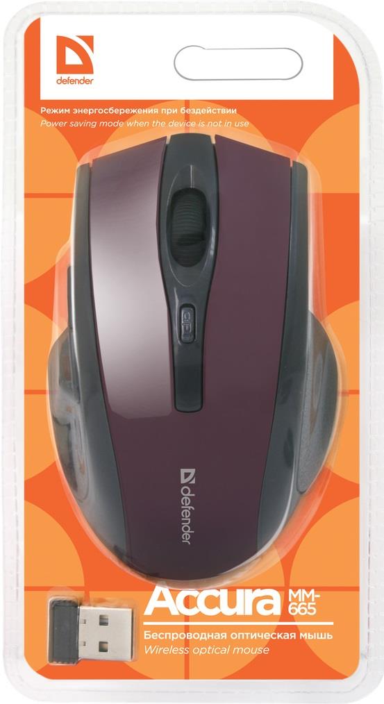 Mysz bezprzewodowa Defender ACCURA MM-665 optyczna 1600dpi 6P burgundowa - obrazek 4