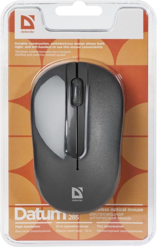 Mysz bezprzewodowa Defender DATUM MM-285 optyczna 1600dpi 3P czarna - obrazek 4