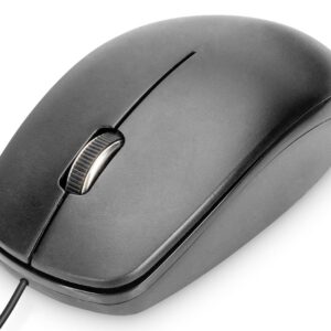 Mysz przewodowa DIGITUS optyczna 1200 DPI 3 przyciski czarna kabel 1.5m