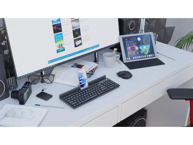 Klawiatura bezprzewodowa Natec Felimare US Bluetooth + 2.4GHz, slim uchwyt na telefon/tablet czarna - obrazek 4