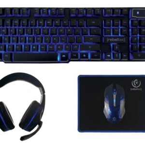 Zestaw przewodowy klawiatura + mysz + pad + słuchawki Rebeltec SHERMAN Gaming USB czarny podświetlany
