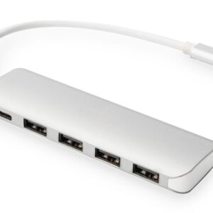 Hub USB DIGITUS 4-portowy USB 3.0 SuperSpeed z Typ C PD 3.0 aluminium
