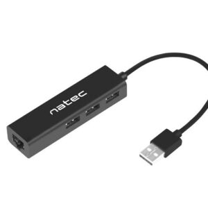Hub USB Natec 3x USB 2.0 + RJ45 Dragonfly czarny