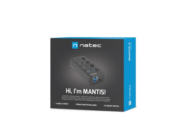 Hub USB Natec 4x USB 3.0 Mantis 2 z włącznikiem + zasilacz - obrazek 3