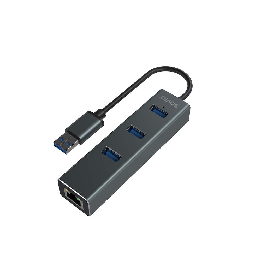 HUB USB-A 3.1 SAVIO AK-58 z adapterem RJ-45 3-portowy - obrazek 3