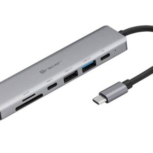 Kabel adapter 7w1 Tracer A-2, USB Type-C z czytnikiem kart, HDMI 4K, USB 3.0, PDW 60W
