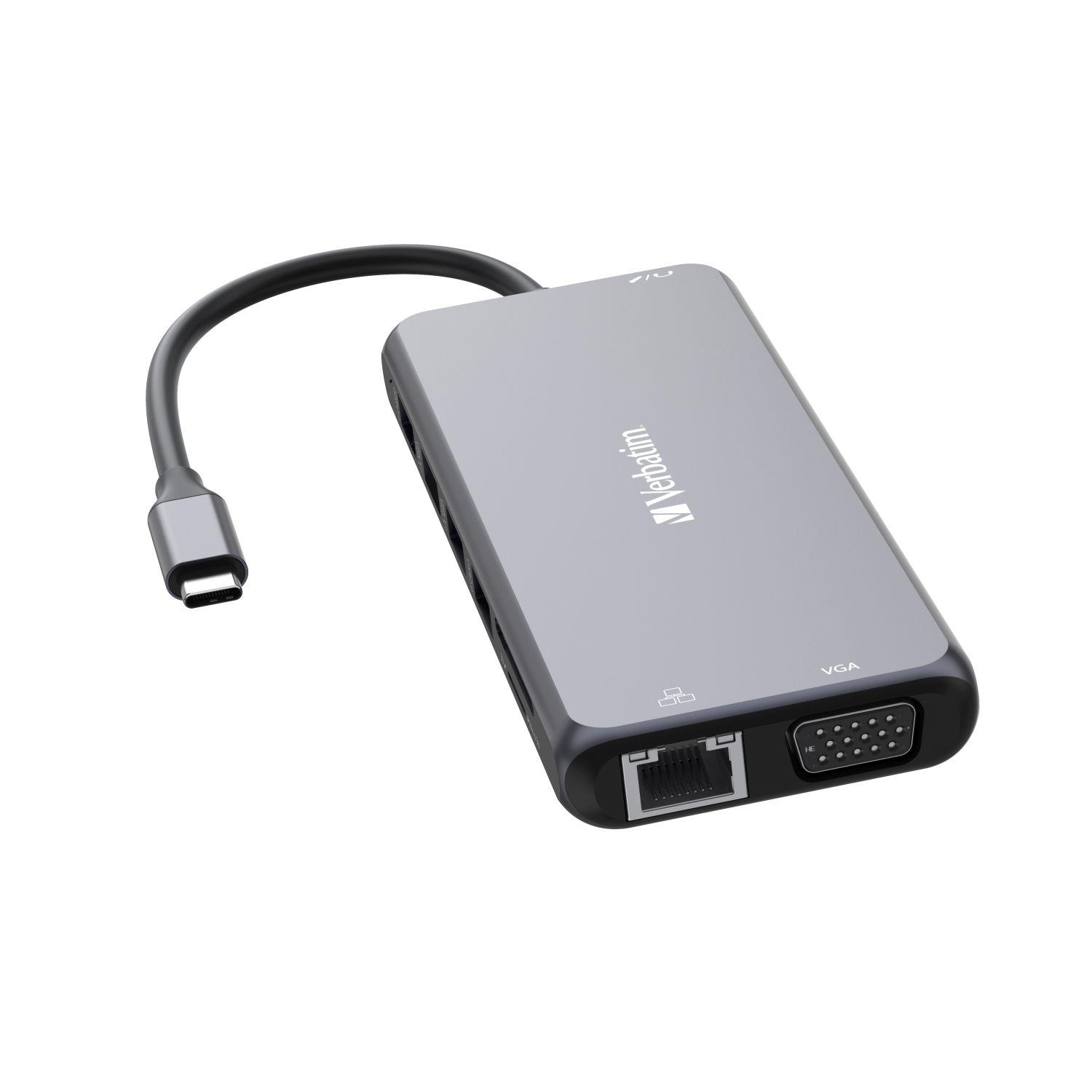 Hub USB Verbatim Multi Port CMH-14: 1x USB-C PD, 3xUSB-A 3.0, 1xUSB-C 3.0, 2xUSB-A 2.0, 2xHDMI, VGA, RJ-45, SD/microSD, audio - obrazek 3