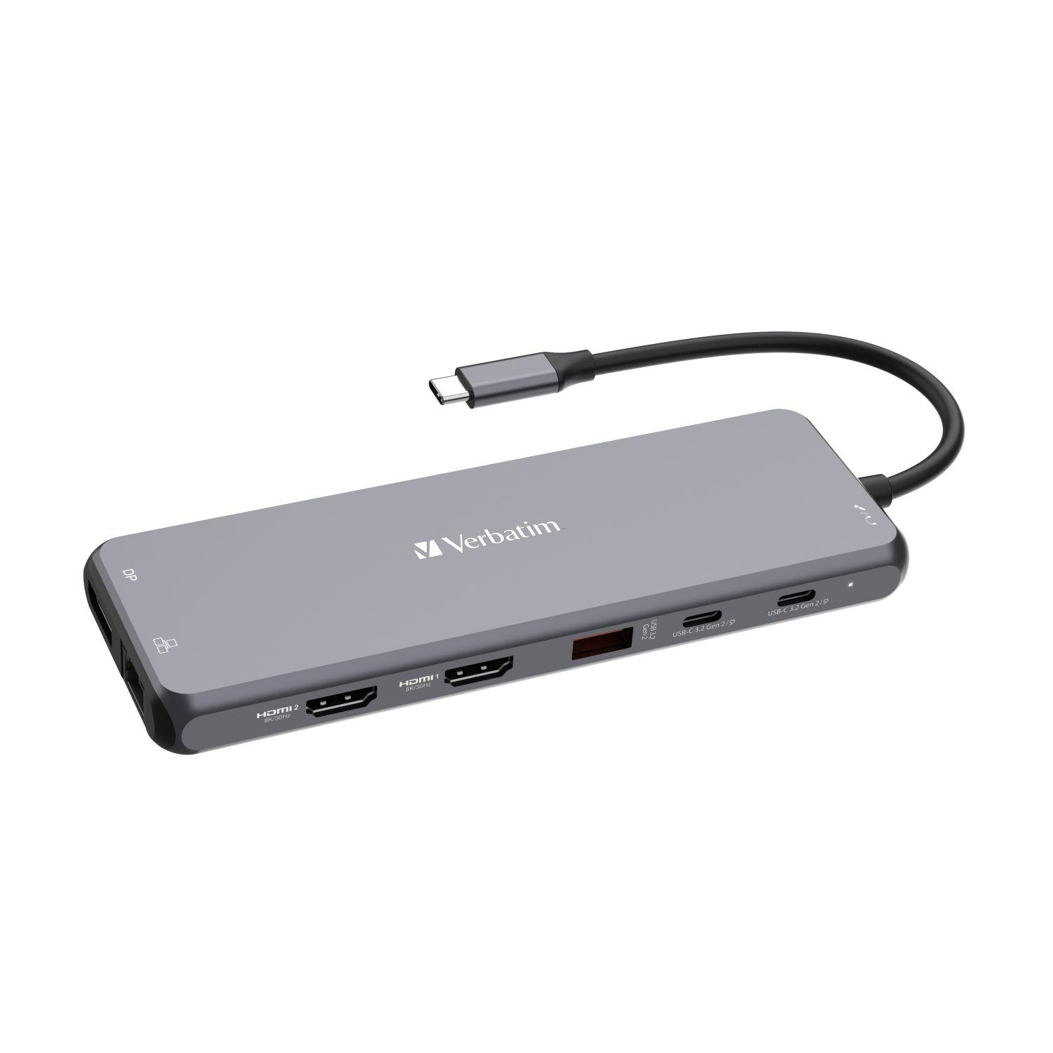 Hub USB Verbatim Multi Port CMH-13: 2x USB-C PD, 1xUSB-A 3.1, 3xUSB-A 3.0, 2xUSB-A 2.0, 2xHDMI, DisplayPort, RJ-45, audio - obrazek 5
