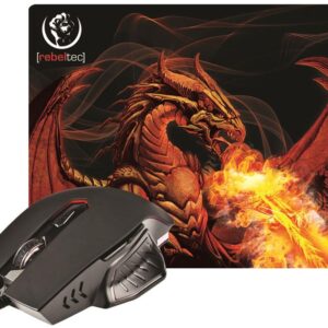 Mysz przewodowa Rebeltec optyczna Gaming + podkładka Rebeltec RED DRAGON USB