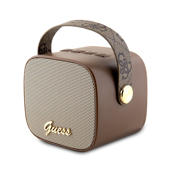 Guess głośnik Bluetooth GUWSB2P4SMW Speaker brown 4G Leather Script Logo with Strap - obrazek 3