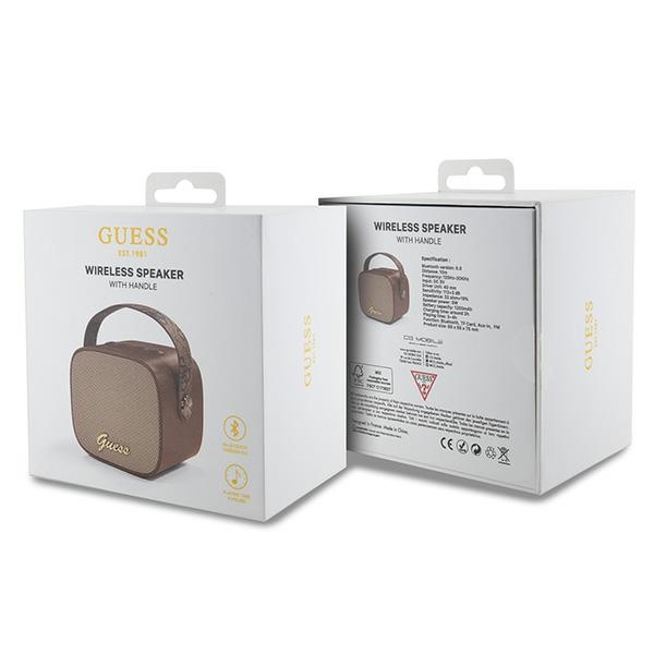 Guess głośnik Bluetooth GUWSB2P4SMW Speaker brown 4G Leather Script Logo with Strap - obrazek 5