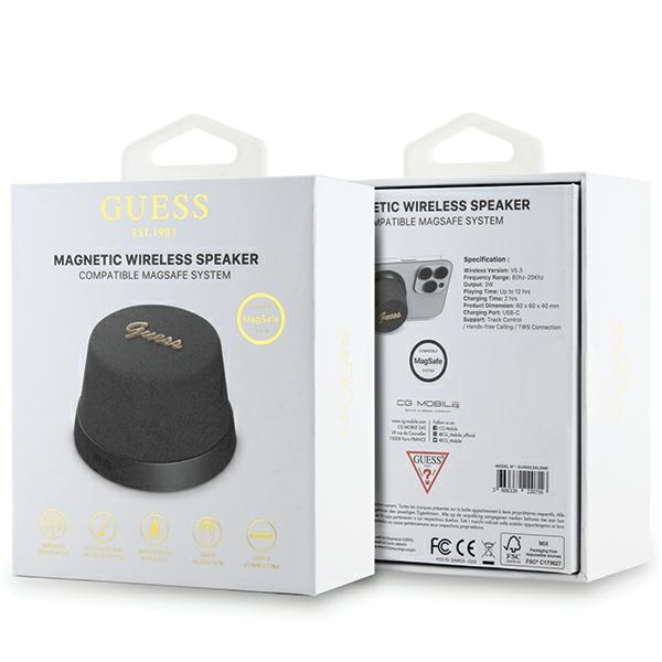 Guess głośnik Bluetooth GUWSC3ALSMK STAND MAGNETIC SCRIPT METAL czarny - obrazek 8