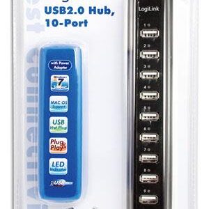 Hub USB LogiLink UA0096 10xUSB 2.0 aktywny czarny