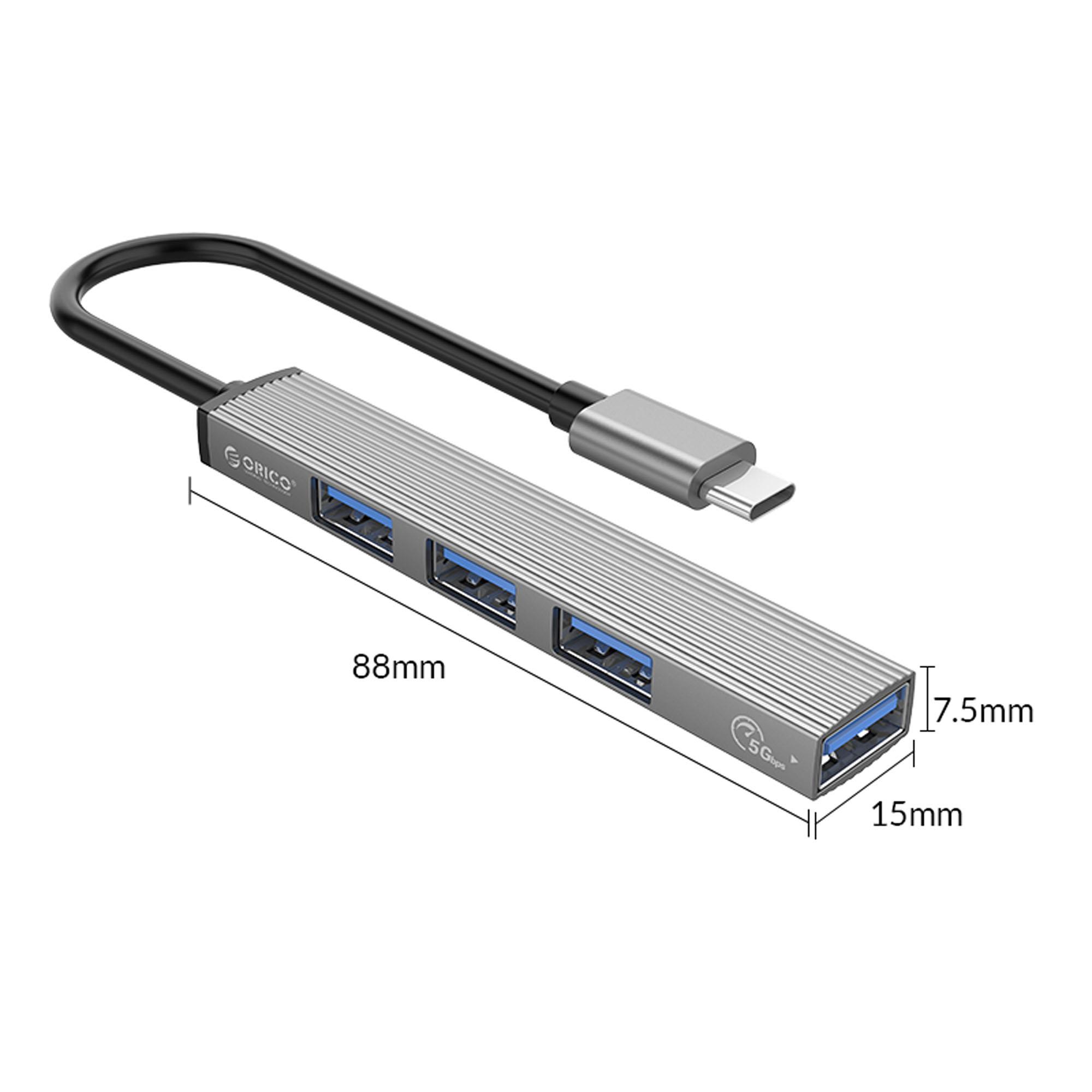Hub USB-C Orico AH-13-GY-BP 4xUSB-A 3.1 Gen1, 5Gbps, alu - obrazek 7