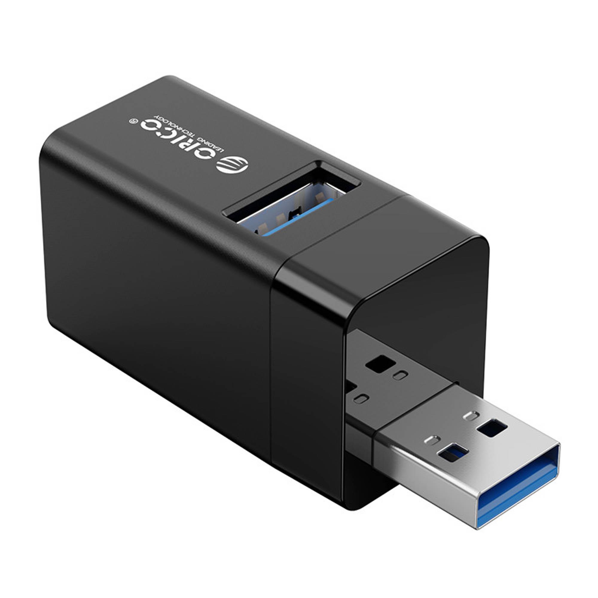 Hub USB Orico MINI-U32-BK-BP mini bez kabla 3 porty USB-A 3.1 i 2.0 - obrazek 3
