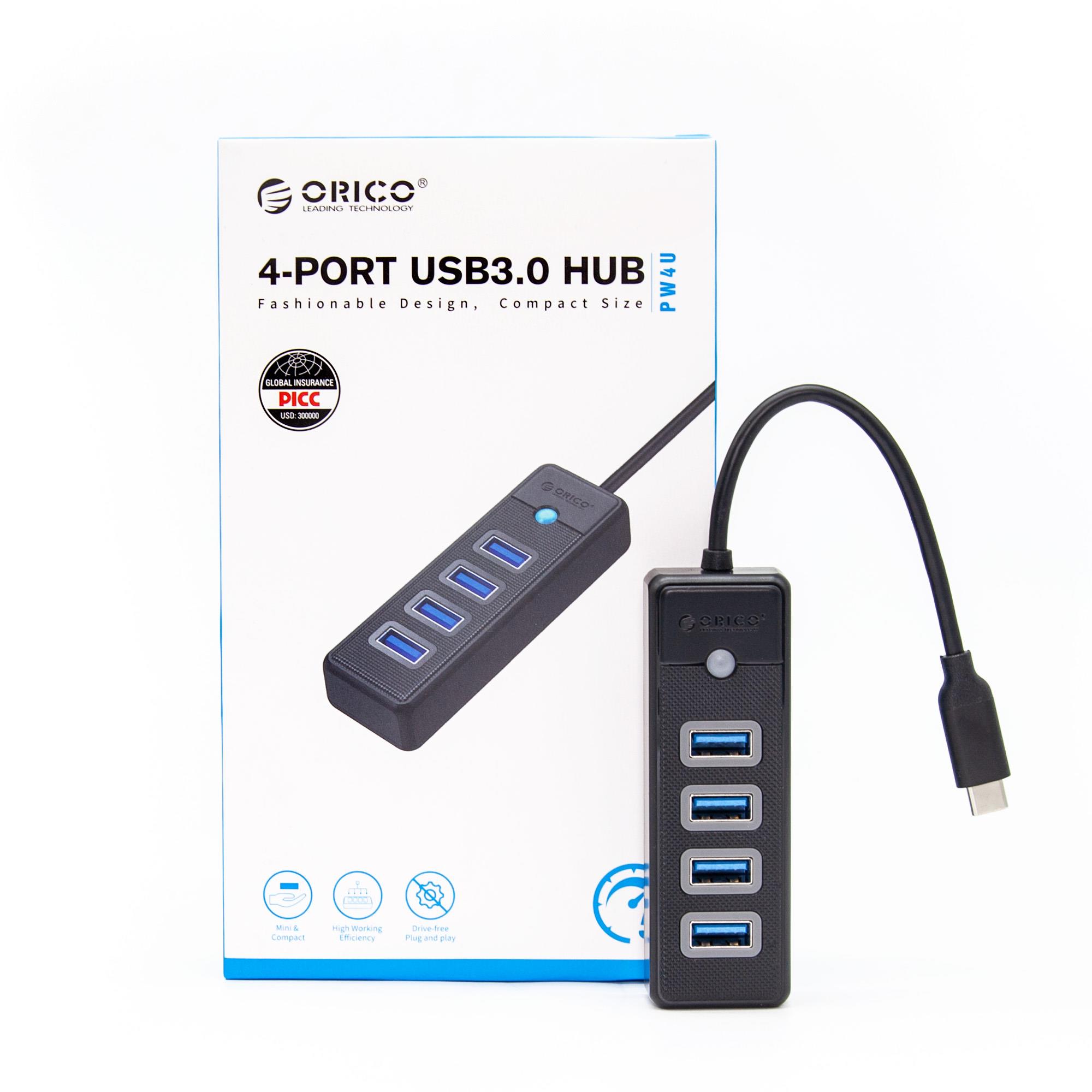 Hub USB-C Orico PW4U-C3-015-BK-EP 4x USB-A 3.1 czarny - obrazek 4