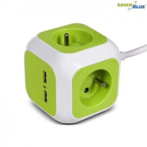 Listwa zasilająca przedłużacz GreenBlue GB118 MagicCube poczwórne gniazdo prądowe, 2 wejścia USB 1,4m