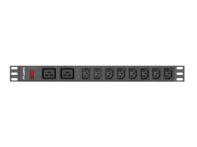 Listwa zasilająca Lanberg do RACK 1U 16A PDU 19" 2x C19, 8x IEC C13 2m czarna C20 - obrazek 3