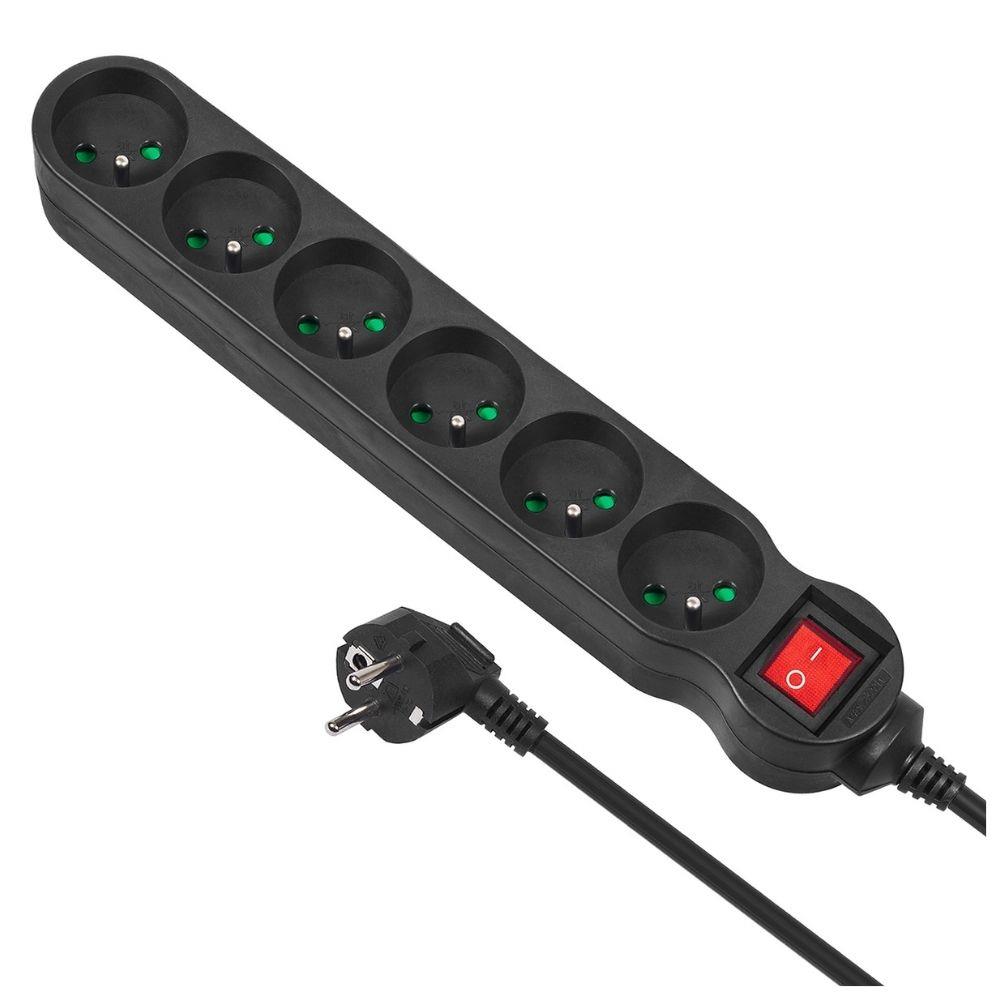 Listwa zasilająca przedłużacz Maclean MCE188 6 gniazd z wyłącznikiem czarna 5m 2300W