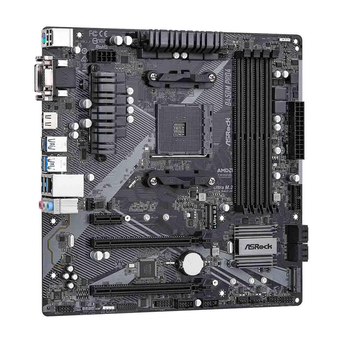 Płyta ASRock B450M Pro4 R2.0 /AMD B450/DDR4/SATA3/M.2/USB3.1/PCIe3.0/AM4/mATX - obrazek 3