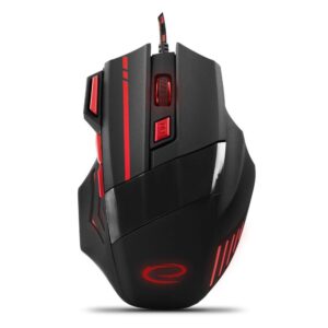 Mysz przewodowa Esperanza MX201 Wolf optyczna Gaming 7D USB czarno-czerwona