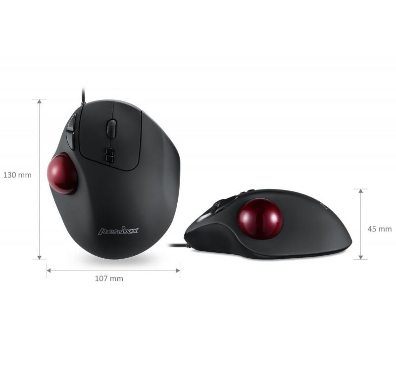 Mysz przewodowa Perixx PERIMICE 517 laserowa trackball 34mm czarna - obrazek 4