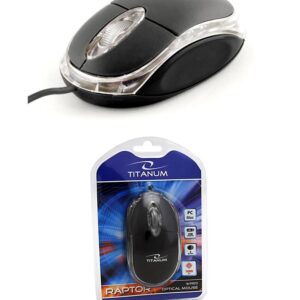 Mysz przewodowa Titanum 3D RAPTOR TM102K optyczna czarno-przezroczysta