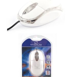 Mysz przewodowa Titanum 3D RAPTOR TM102W optyczna biało-przezroczysta