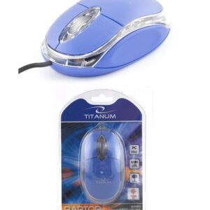Mysz przewodowa Titanum 3D RAPTOR TM102B optyczna niebiesko-przezroczysta