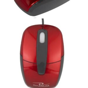 Mysz przewodowa Titanum 3D BARRACUDA TM108R optyczna czarno-czerwona