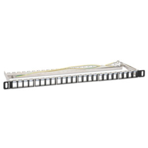 Patch panel 24 porty na moduły Keystone, 0.5U, z tacką