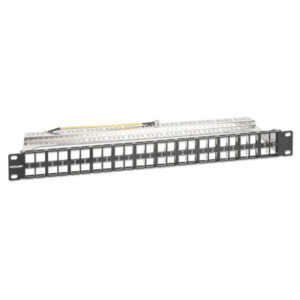 Patch panel 48 portów na moduły Keystone, 1U, z tacką