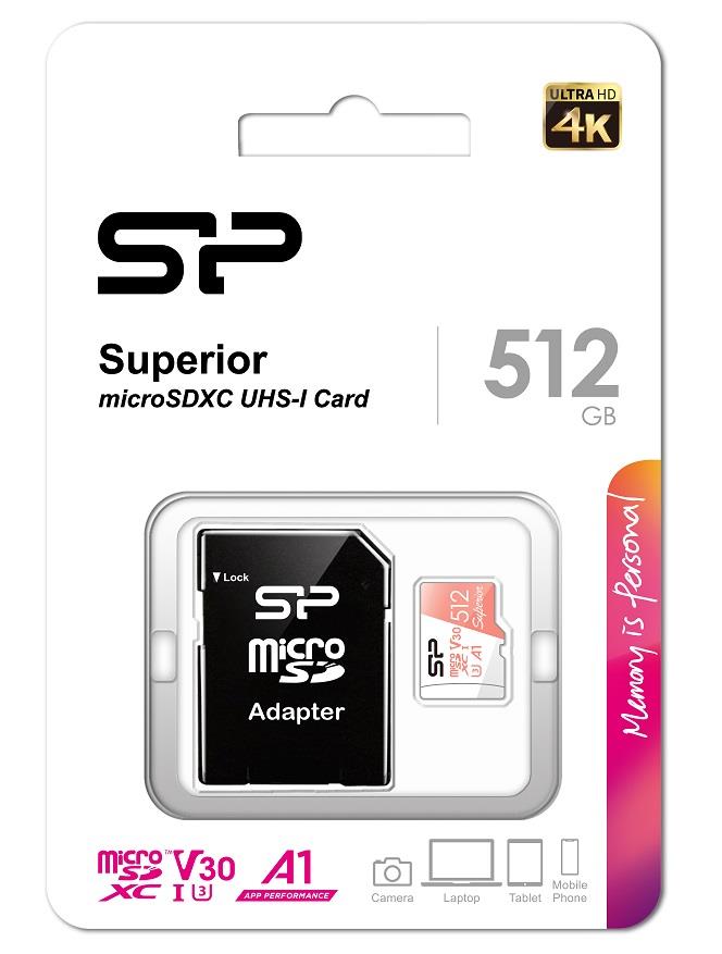 Karta pamięci Silicon Power microSDXC Superior 512GB V30 UHS-1 U3 A1 + ADAPTER - obrazek 2