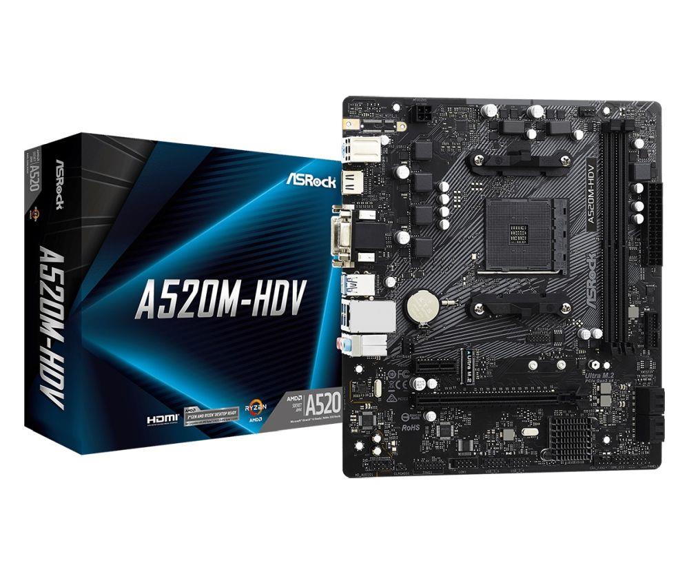 Płyta ASRock A520M-HDV /AMD A520M/DDR4/SATA3/M.2/USB3.1/PCIe3.0/AM4/mATX